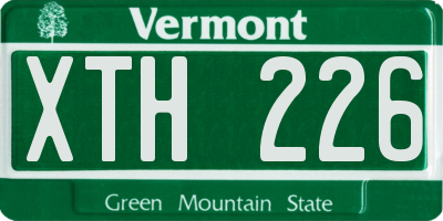 VT license plate XTH226