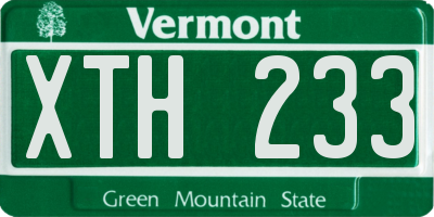 VT license plate XTH233