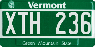 VT license plate XTH236