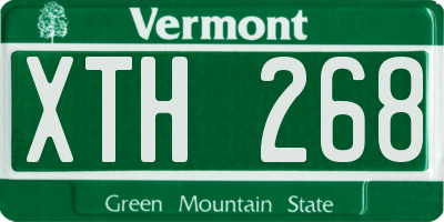 VT license plate XTH268