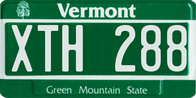 VT license plate XTH288
