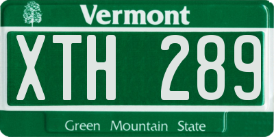 VT license plate XTH289