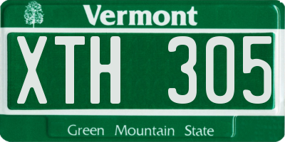 VT license plate XTH305