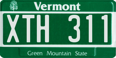 VT license plate XTH311