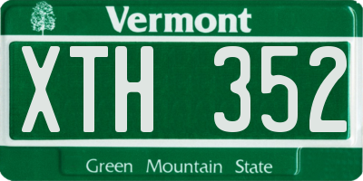 VT license plate XTH352