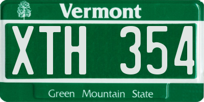 VT license plate XTH354