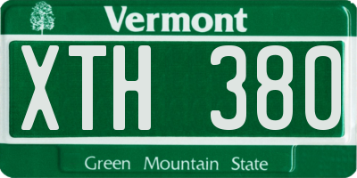 VT license plate XTH380