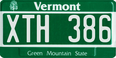 VT license plate XTH386