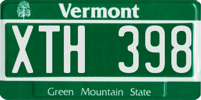 VT license plate XTH398