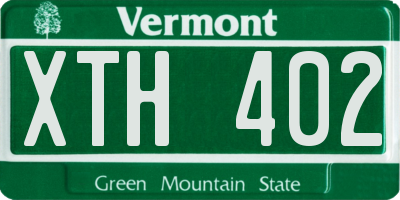 VT license plate XTH402