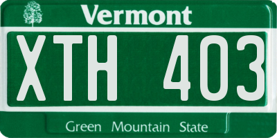 VT license plate XTH403