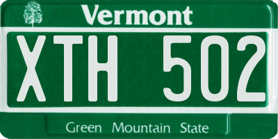 VT license plate XTH502