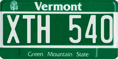 VT license plate XTH540