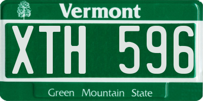 VT license plate XTH596