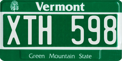 VT license plate XTH598