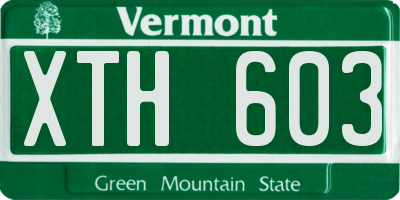 VT license plate XTH603