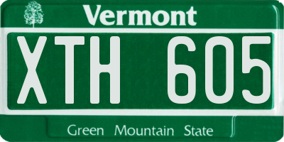VT license plate XTH605