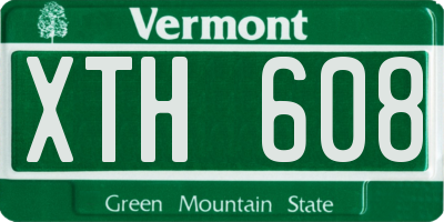 VT license plate XTH608