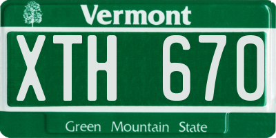 VT license plate XTH670