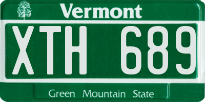 VT license plate XTH689