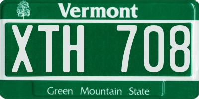 VT license plate XTH708