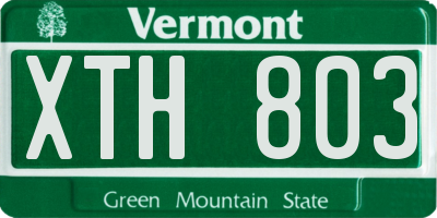 VT license plate XTH803