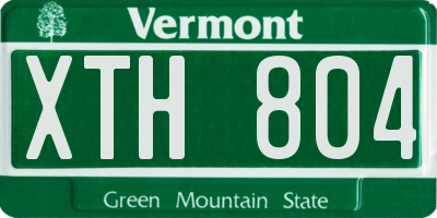 VT license plate XTH804