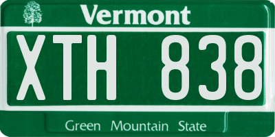 VT license plate XTH838