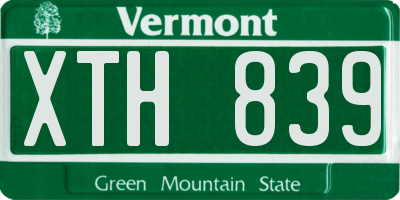 VT license plate XTH839
