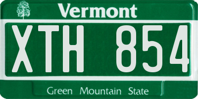 VT license plate XTH854