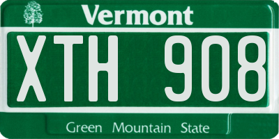 VT license plate XTH908