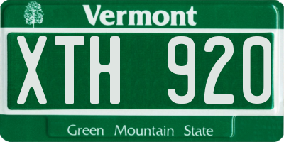 VT license plate XTH920