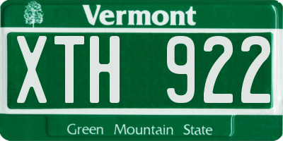 VT license plate XTH922