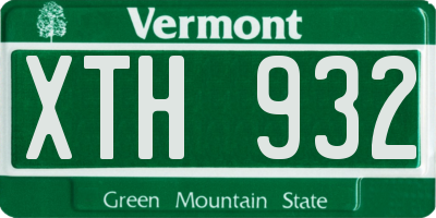 VT license plate XTH932
