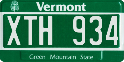 VT license plate XTH934