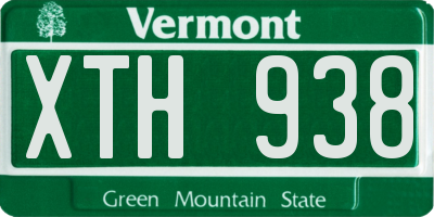 VT license plate XTH938
