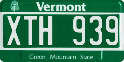 VT license plate XTH939