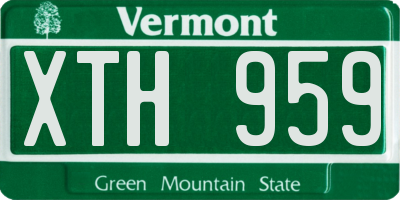 VT license plate XTH959