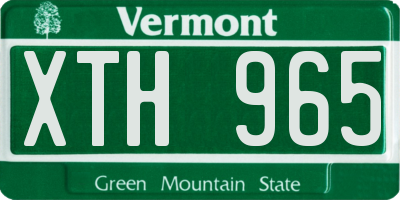 VT license plate XTH965