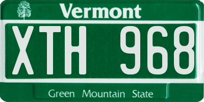 VT license plate XTH968