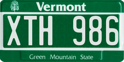 VT license plate XTH986