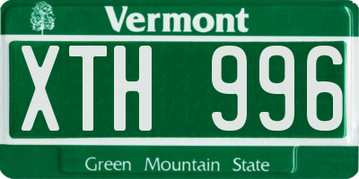 VT license plate XTH996