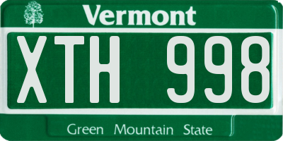 VT license plate XTH998