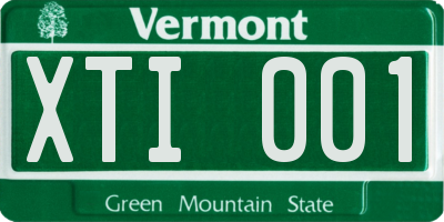 VT license plate XTI001