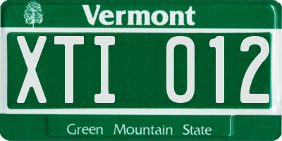 VT license plate XTI012