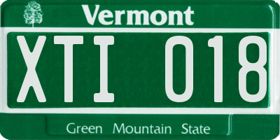 VT license plate XTI018