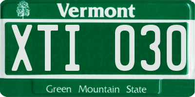 VT license plate XTI030
