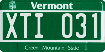 VT license plate XTI031