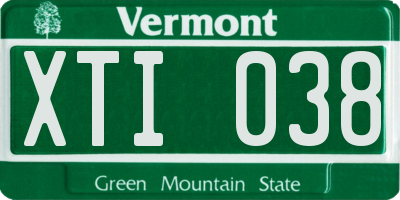 VT license plate XTI038