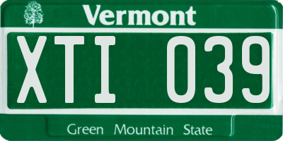 VT license plate XTI039